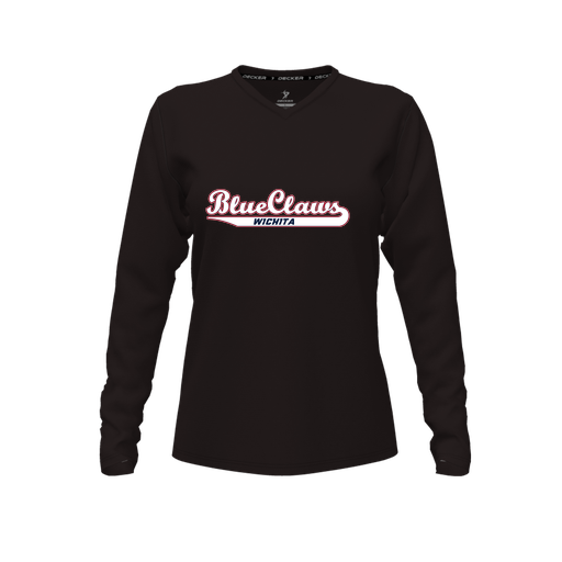 [CUS-DFW-TEES-CMF-VNK-LSL-BLK-FYXS-LOGO2] Comfort T-Shirt (Female Youth XS, Black, V Neck, Logo 2, Long Sleeve)