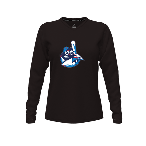 [CUS-DFW-TEES-CMF-VNK-LSL-BLK-FYXS-LOGO3] Decker Comfort T-Shirt (Female Youth XS, Black, V Neck, Logo 3, Long Sleeve)