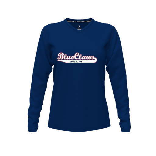 [FTLVCFNV-FYXS-LOGO2] Comfort T-Shirt (Female Youth XS, Navy, V Neck, Logo 2, Long Sleeve)