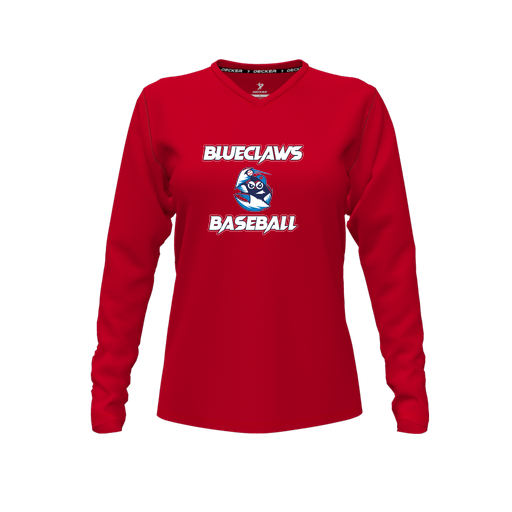 [FTLVCFRD-FYXS-LOGO1] Comfort T-Shirt (Female Youth XS, Red, V Neck, Logo 1, Long Sleeve)