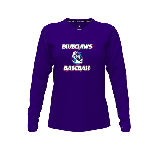 [CUS-DFW-TEES-PER-VNK-LSL-PUR-FYXS-LOGO1] Performance T-Shirt (Female Youth XS, Purple, V Neck, Logo 1, Long Sleeve)