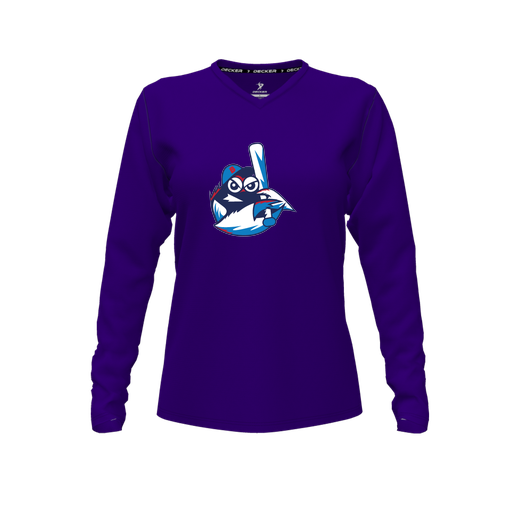 [CUS-DFW-TEES-PER-VNK-LSL-PUR-FYXS-LOGO3] Performance T-Shirt (Female Youth XS, Purple, V Neck, Logo 3, Long Sleeve)