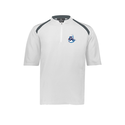 [229681-YS-WHT-LOGO3] Youth Dugout Short Sleeve Pullover (Youth S, White, Logo 3)