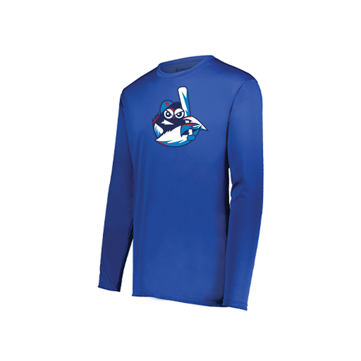 [222823.060.S-LOGO3] Youth LS Smooth Sport Shirt (Youth S, Royal, Logo 3)