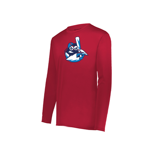 [222823.083.S-LOGO3] Youth LS Smooth Sport Shirt (Youth S, Red, Logo 3)