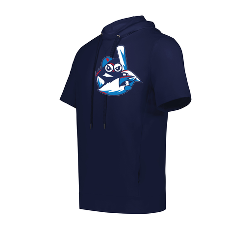 [222605.065.S-LOGO3] YOUTH VENTURA SOFT KNIT SHORT SLEEVE HOODIE (Youth S, Navy, Logo 3)